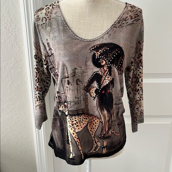 Valentina Tops - Valentina “Cat Walk “ Embellished Fantastic NWOT